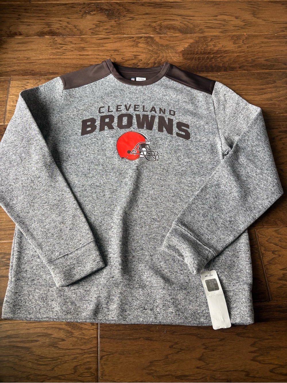 NFL Cleveland Browns Gray Crewneck with Orange Helmet Graphic